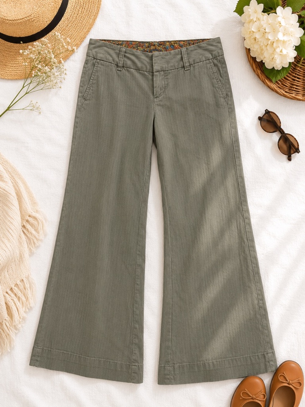GAP Olive Wide Leg Utility Pants Size 6 Ankle